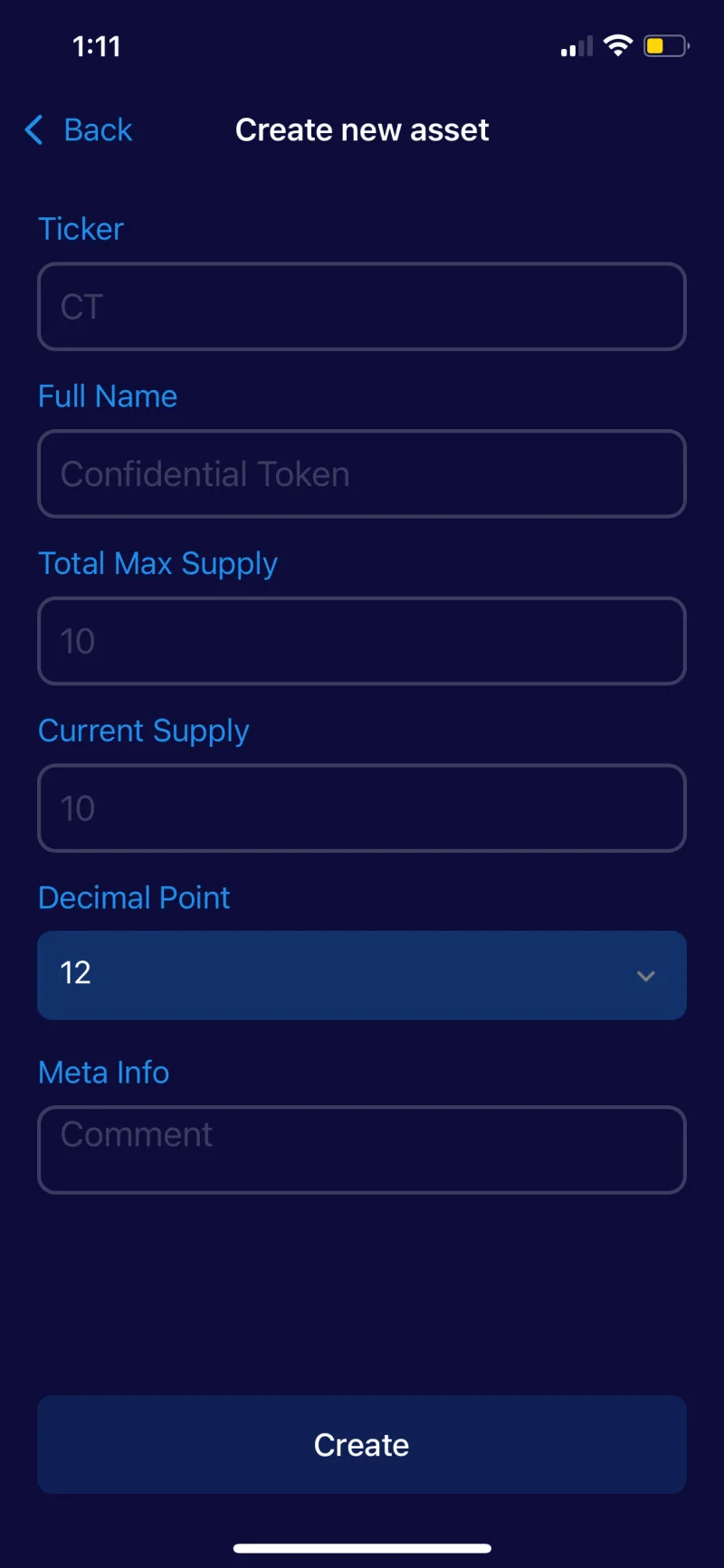 Create a Confidential Asset using your phone!